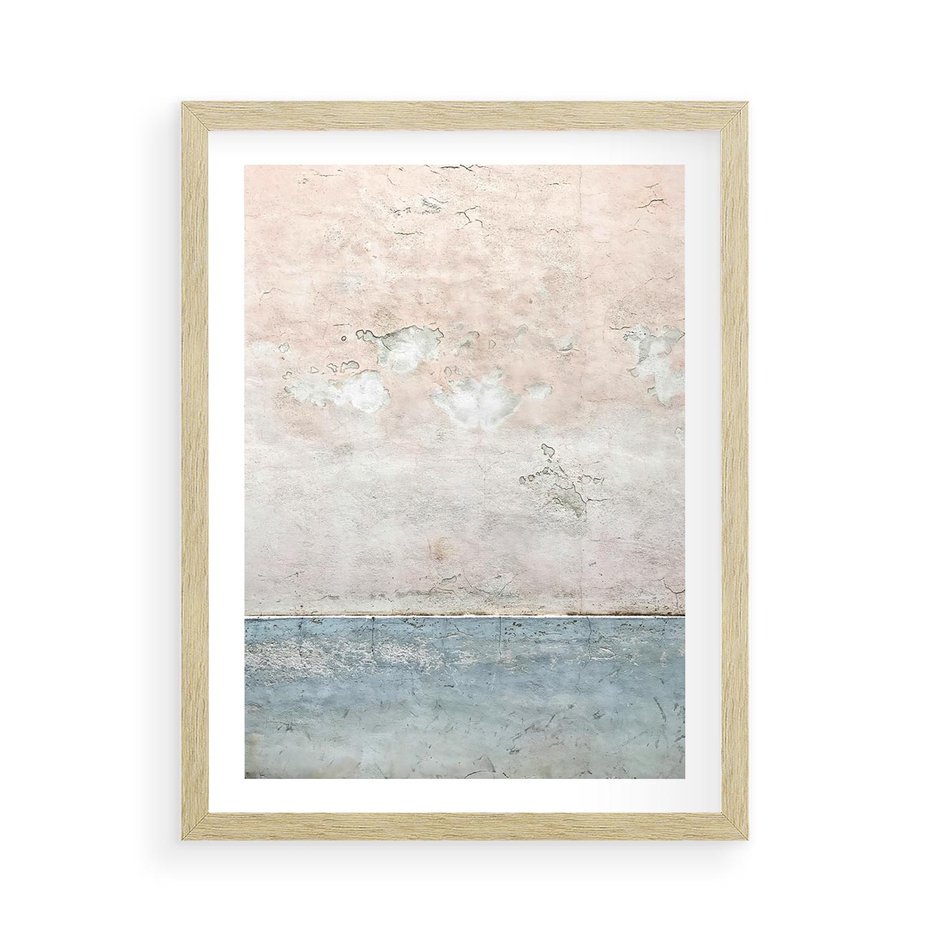 Plakat w ramie 50x70 - Obraz Starej Ściany z Delikatnymi Odcieniami - ściana, stara ściana - rama drewno