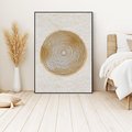 Obraz w ramie 50x70 - Zapisane w promieniach słońca - beżowe strukturalne tło, koła - rama czarna