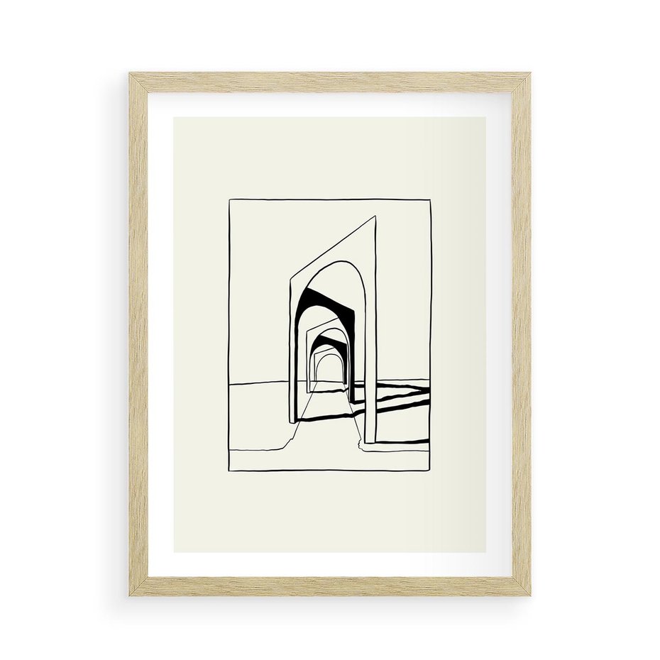 Plakat w ramie 50x70 - Poezja światła i cienia - nowoczesna sztuka, minimalistyczny styl - rama drewno