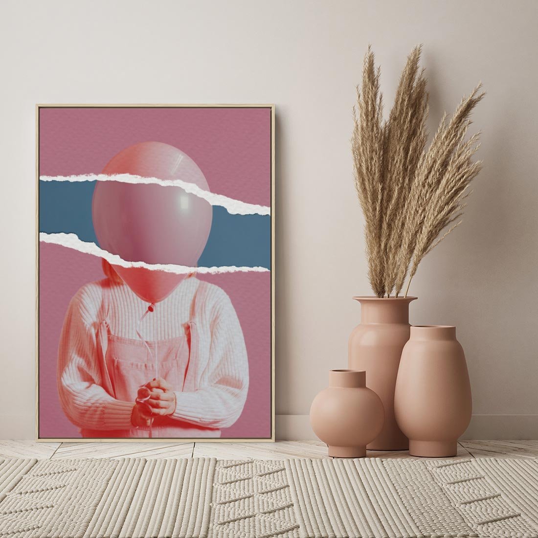 Obraz w ramie 80x120 - Kolaż Wyobraźni - kolaż zdjęć, styl retro - rama drewno
