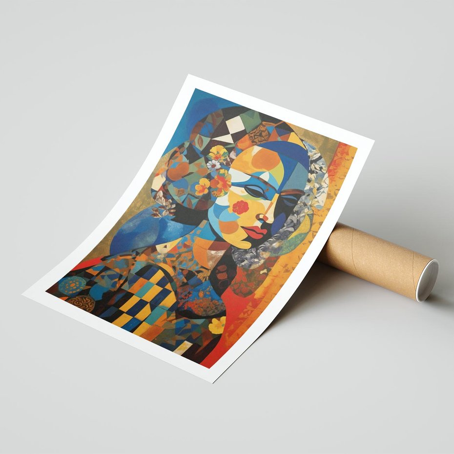 Plakat bez ramy 50x70 - Impresje Cichego Szeptu - abstrakcyjny obraz, portret kobiety