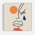 Obraz w ramie 50x50 - Impresje Plam - abstrakcyjny obraz, przypomina twarz - rama biała