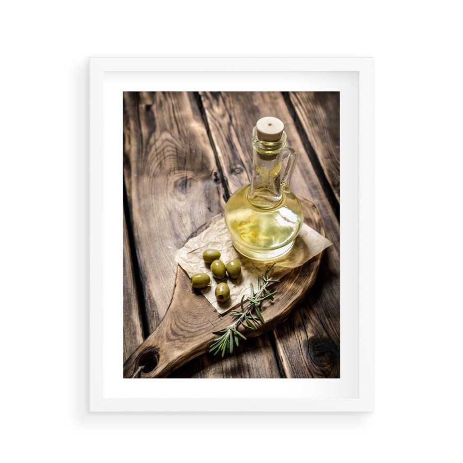 Plakat w ramie 40x50 - Oliwki w restauracji - oliwa, oliwki - rama biała