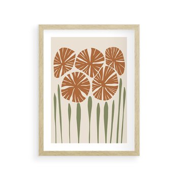 Plakat w ramie 50x70 - Akwarelowe Echa Przyrody - kwiaty, nowoczesny plakat - rama drewno