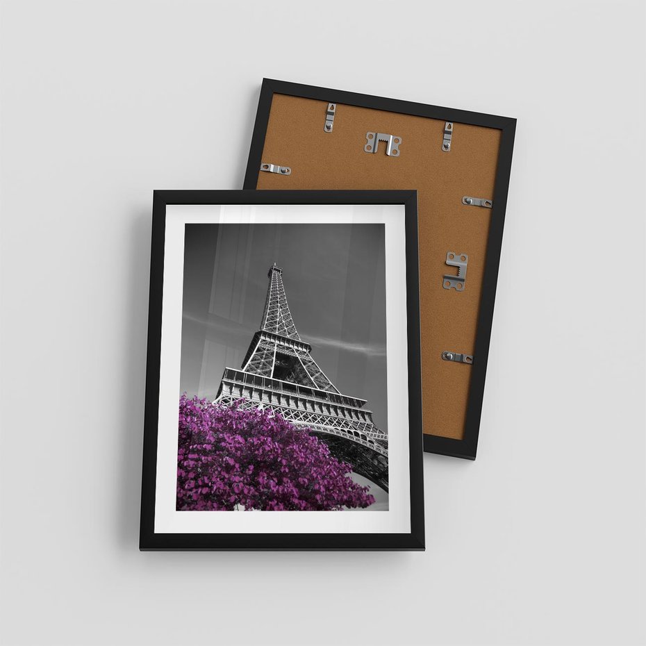 Plakat w ramie 30x40 - Urok Eiffla w Paryżu - Eiffla, Paryż - rama czarna
