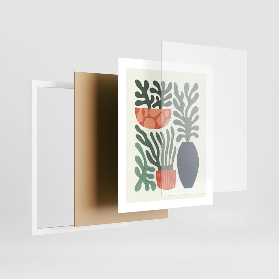 Plakat w ramie 40x50 - Abstrakcyjne Roślinne Formy - nowoczesna grafika, rośliny - rama biała