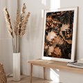 Plakat w ramie 30x40 - Jesienna Melodia: Liście i Szyszki - suche liście, szyszki - rama drewno