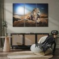 Obraz na płótnie 120x80 - Król sawanny - lew, kamień