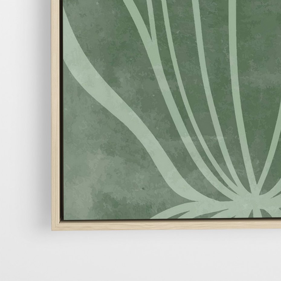 Obraz w ramie 50x70 - Zieleń Kształtująca Spokój - zielony plakat, roślinne inspiracje - rama drewno