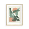 Plakat w ramie 30x40 - Abstrakcyjne Tropiki - liście, rośliny tropikalne w graficznym stylu - rama drewno