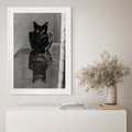 Plakat bez ramy 40x50 - Kocie Oczy - kot, czarno białe zdjęcie