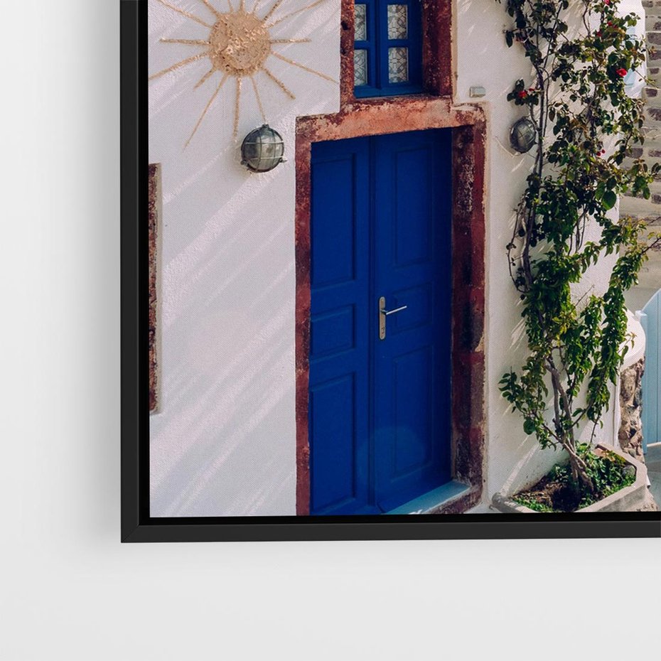 Obraz w ramie 50x50 - Urok Greckiej Wyspy - Santorini, Grecja - rama czarna