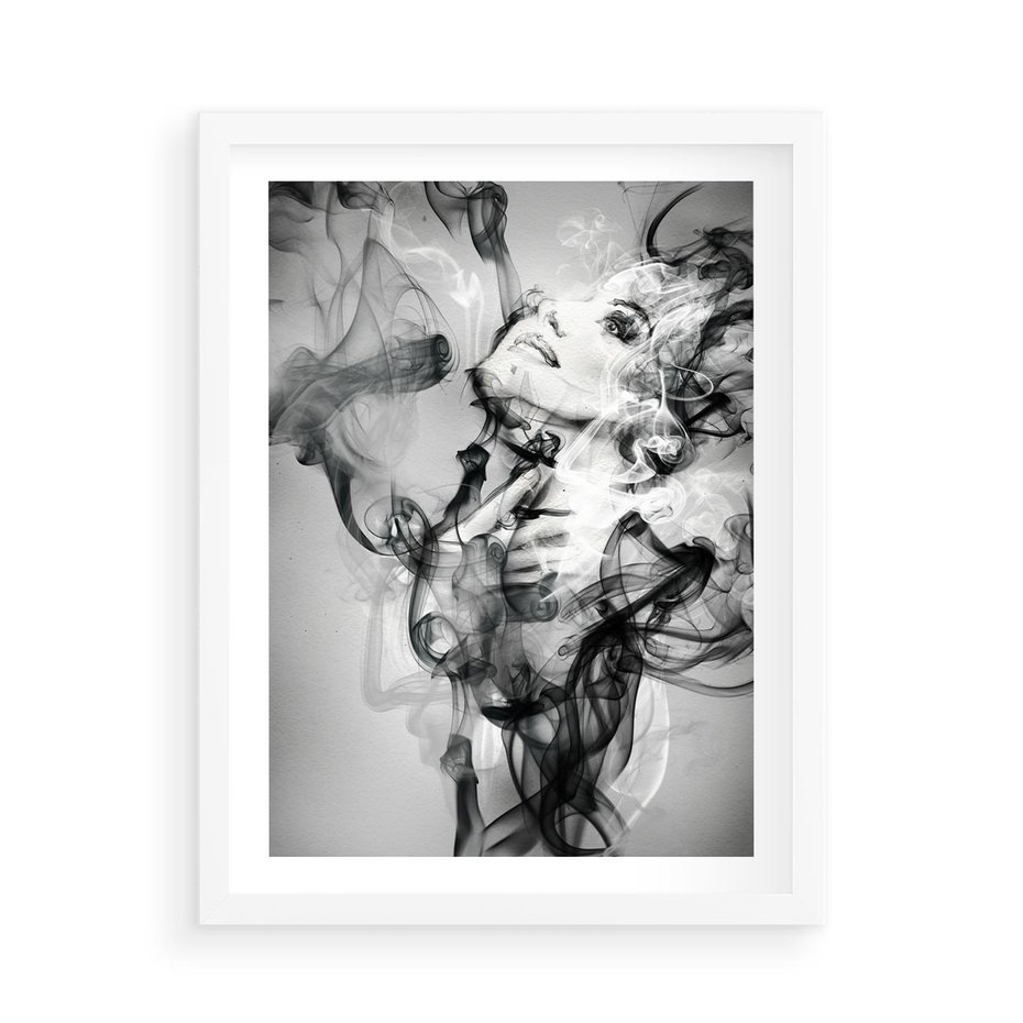 Plakat w ramie 50x70 - Abstrakcja kobiecego piękna - abstrakcja, kobieta - rama biała