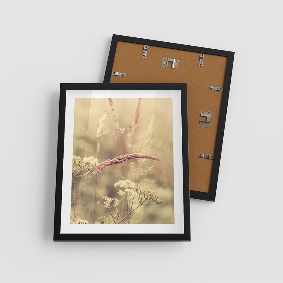 Plakat w ramie 40x50 - Boho Wizja - suszone, trawy - rama czarna