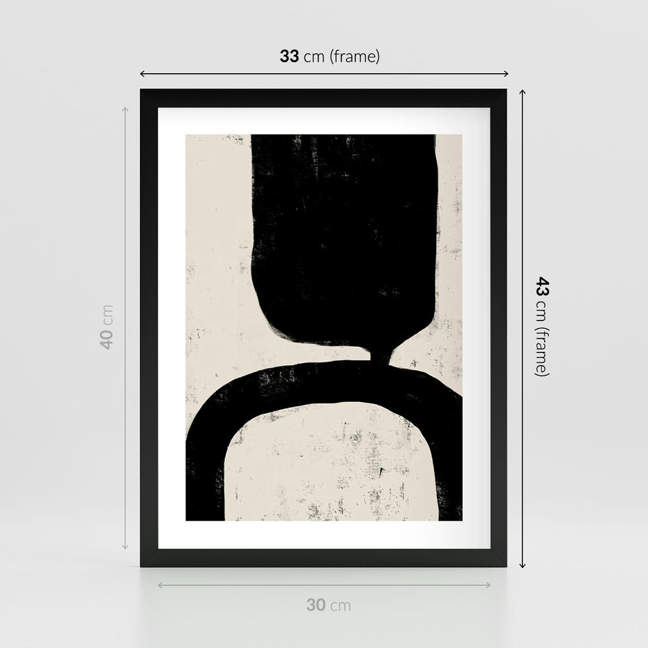 Plakat w ramie 30x40 - Przenikające Plamy - abstrakcyjna sztuka, minimalizm - rama czarna