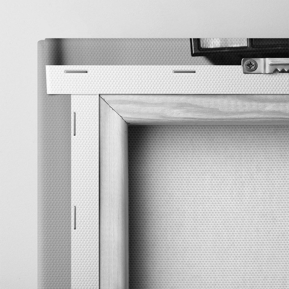 Obraz na płótnie 30x30 - Mężczyzna za Aparatem - czarno białe zdjęcie, portret