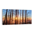 Obraz na płótnie 140x70 - Zachód słońca w jesiennym lesie - zachód słońca,