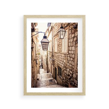 Plakat w ramie 50x70 - mistyczna podróż - uliczka, perspektywa - rama drewno