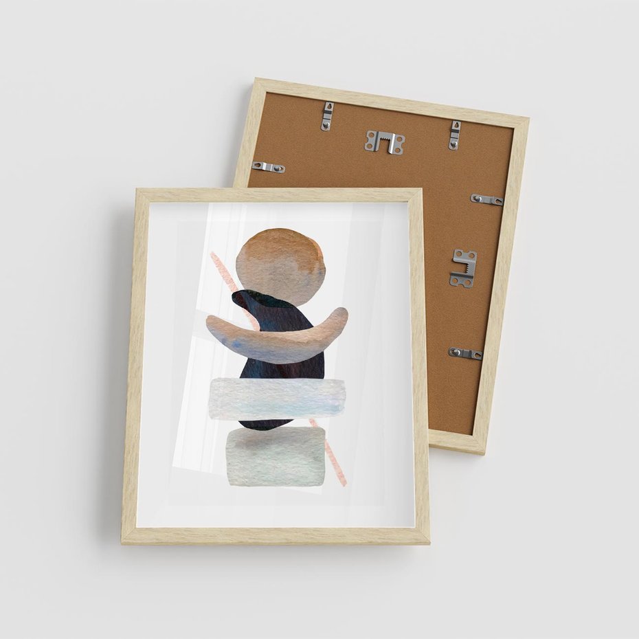 Plakat w ramie 40x50 - Rozkwitające Nowe Wymyślności - abstrakcja, akwarelowe plamy - rama drewno