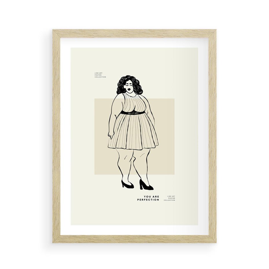 Plakat w ramie 50x70 - Ekspresja Wewnętrznych Emocji - kobieta, samoakceptacja - rama drewno