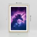 Plakat w ramie 50x70 - Mityczna podróż - kosmos, jednorożec - rama drewno