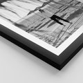 Plakat w ramie 30x40 - Wakacyjny Spacer - czarno białe zdjecie, plaża - rama czarna