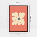 Obraz w ramie 50x70 - Malowane Kolorowe Echa - minimalistyczna grafika, biały kwiat na różowym tle - rama czarna