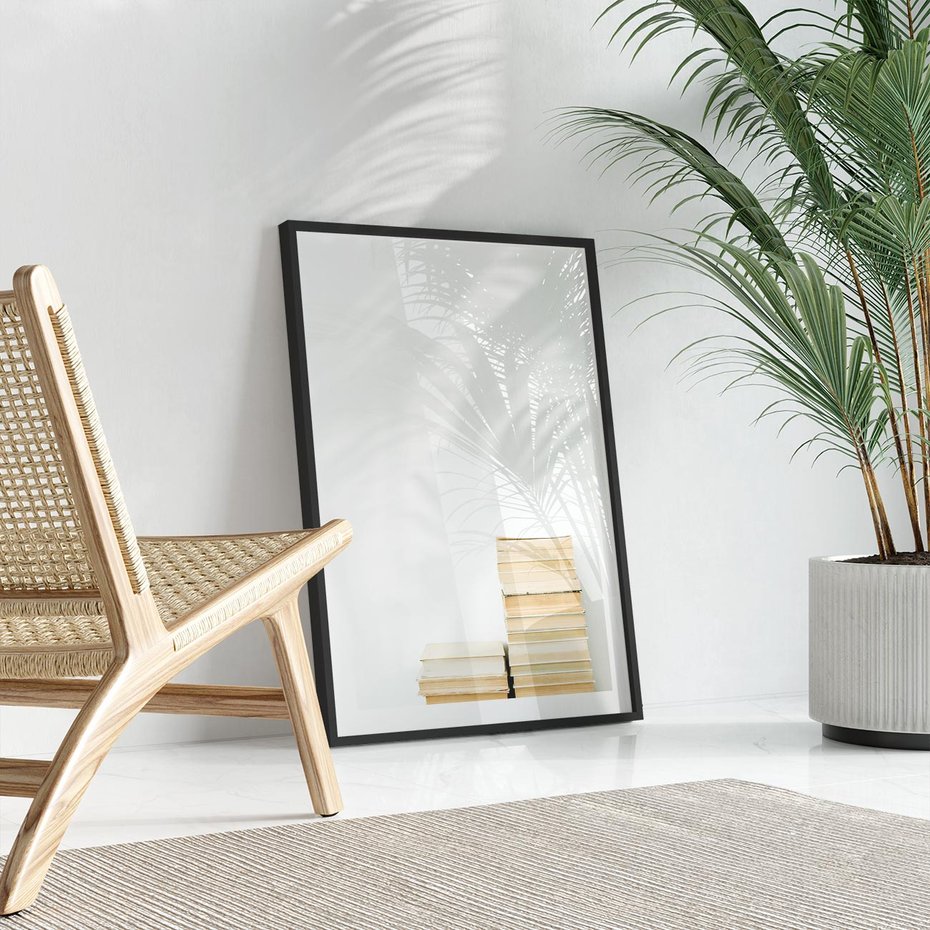 Plakat bez ramy 21x30 - Estetyka Literatury - stos książek, minimalistyczna kompozycja