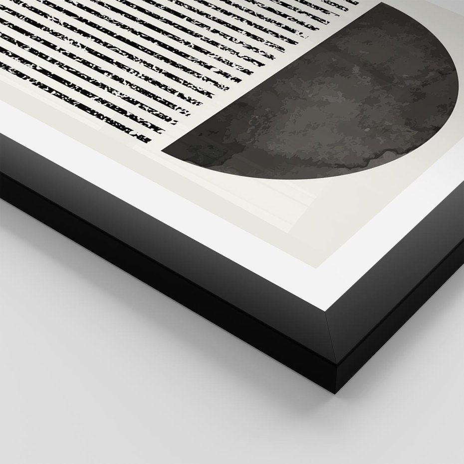 Plakat w ramie 40x50 - Taniec Impulsów - abstrakcyjne czarno białe formy, minimalizm - rama czarna