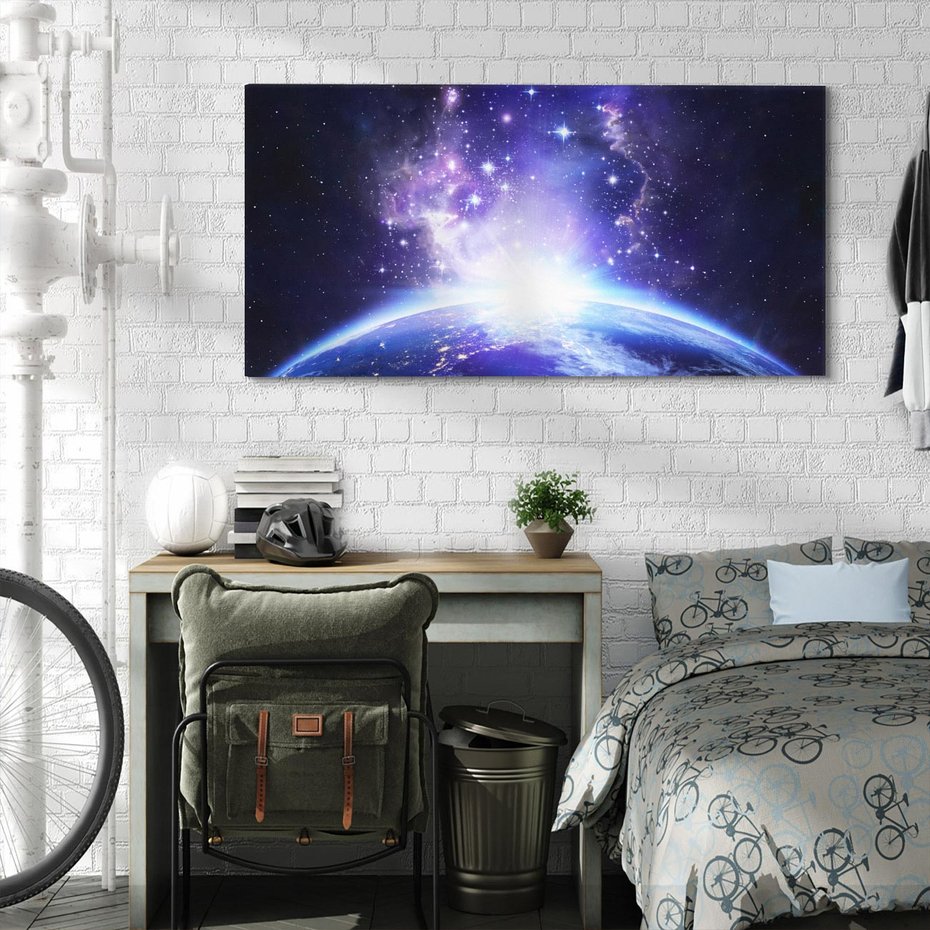 Obraz na płótnie 140x70 - Podróż w kosmiczną przestrzeń - kosmos, ziemia