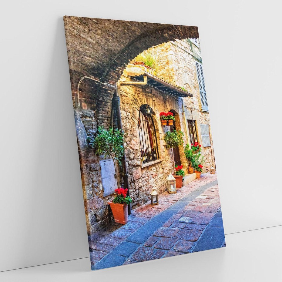 Obraz na płótnie 80x120 - Kwiecista uliczka - uliczka, miasto