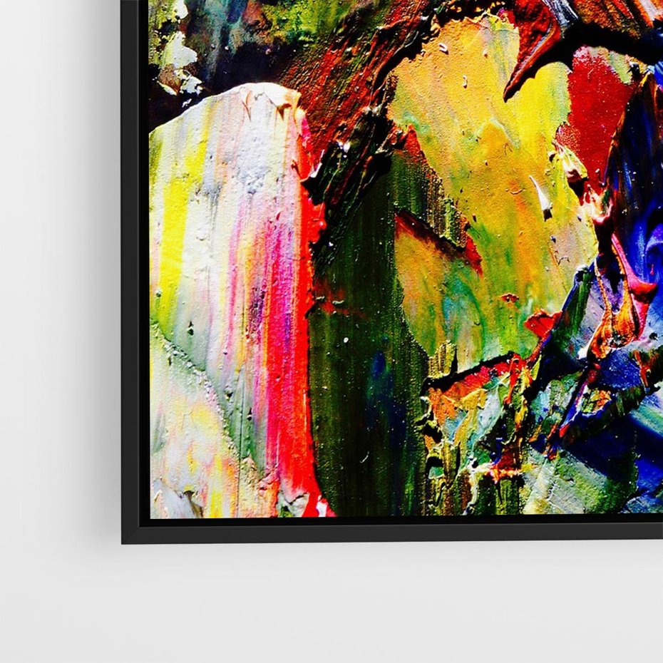Obraz w ramie 50x50 - Szalejące ognie kolorów - abstrakcja, farby olejne - rama czarna