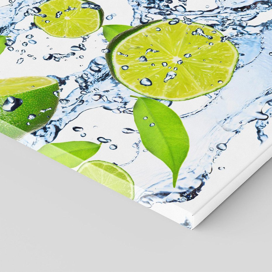 Obraz na płótnie 120x60 - Świeżość limonki i błękity wody - limonka, woda