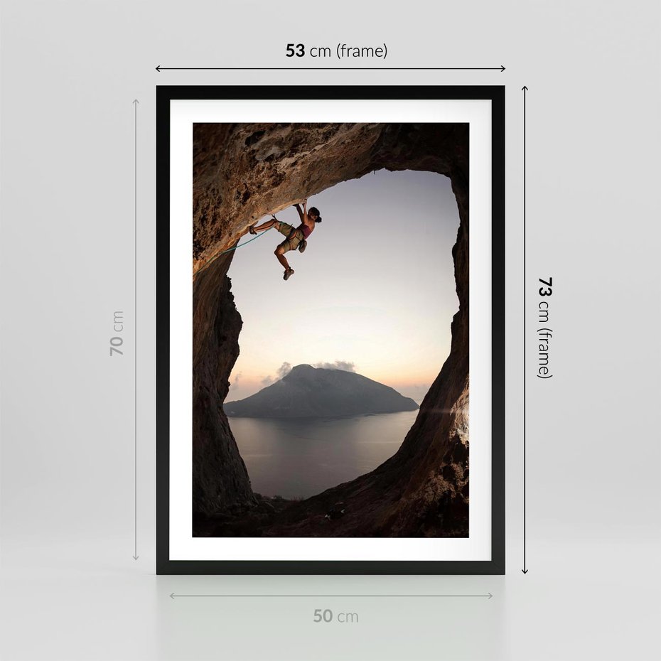 Plakat w ramie 50x70 - Wspinaczka na Wysokie Góry - wspinaczka, góry - rama czarna