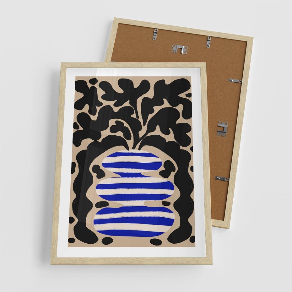 Plakat w ramie 50x70 - Boho Wizje - abstrakcyjny plakat, ciekawe formy - rama drewno