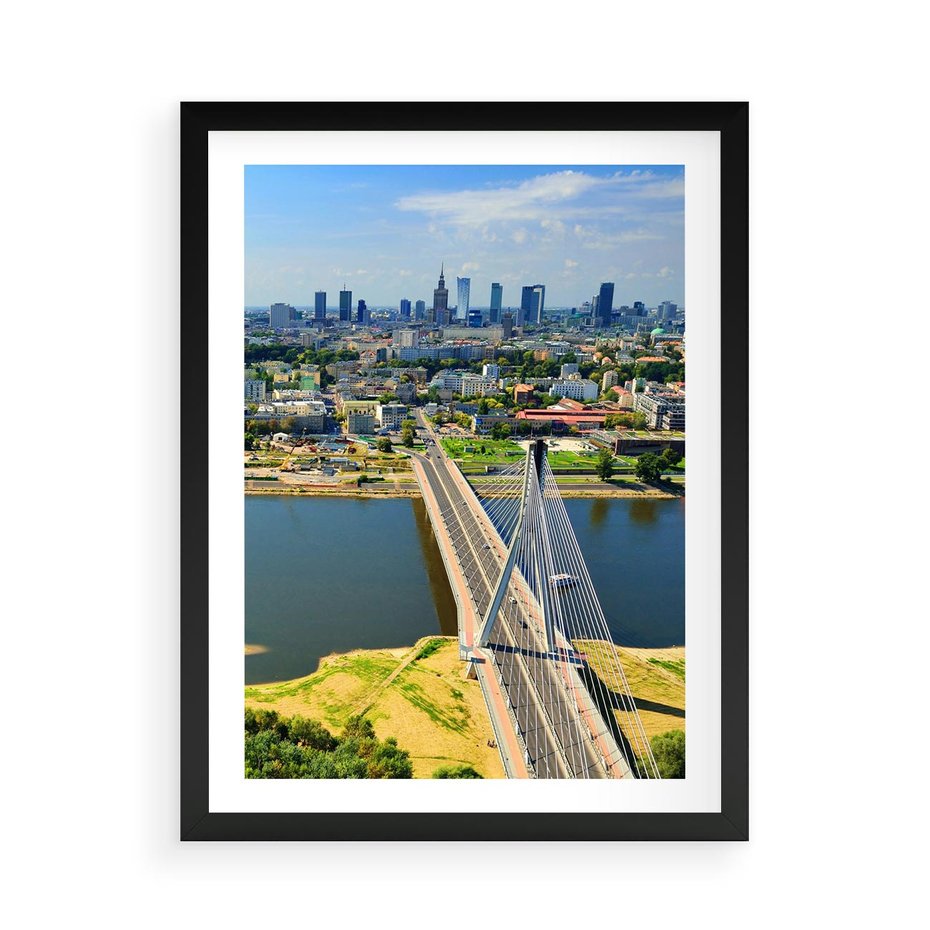 Plakat w ramie 50x70 - Most w metropolii - most, miato - rama czarna