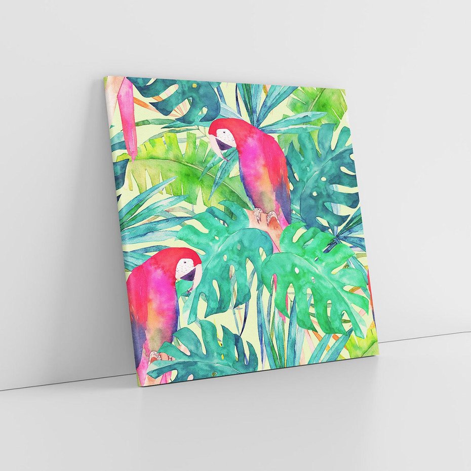 Obraz na płótnie 60x60 - Egzotyczna Przygoda - tropikalne, liście