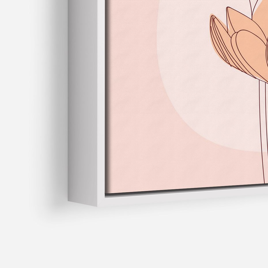 Obraz w ramie 70x100 - Przenikające Kształty - minimalistyczny plakat, pudrowe kwiaty - rama biała