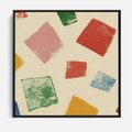 Obraz w ramie 50x50 - Tęczowe Rytmy - kolorowe tęczowe kwadraty, wesoły kolaż - rama czarna