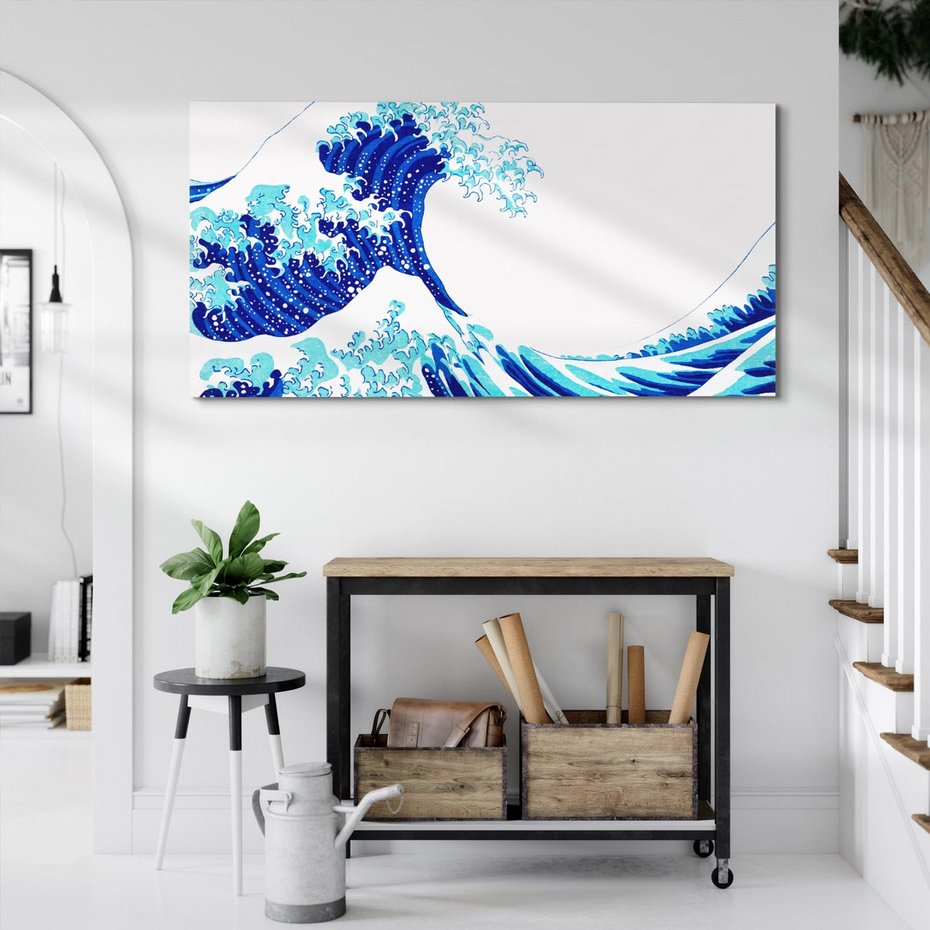 Obraz na płótnie 140x70 - Fala Japandi - wielka fala w Kaganawie, obraz Hokusai