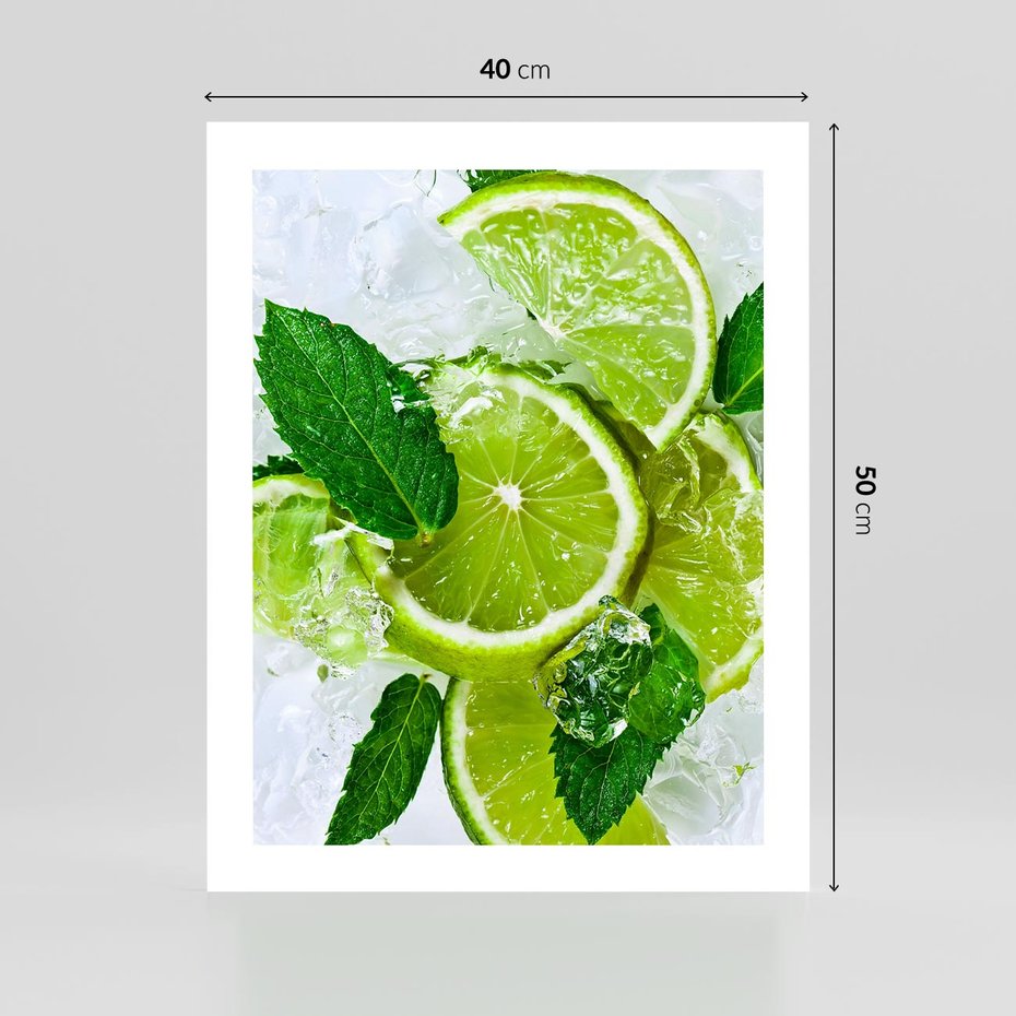 Plakat bez ramy 40x50 - Ożywczy duet limonek i cytryn - limonki, cytryny