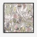Obraz w ramie 50x50 - Pejzaże zatajonej duszy - połączenie tekstur, roślinne motywy - rama czarna