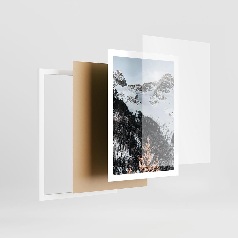 Plakat w ramie 50x70 - Górski Raj - góry, śnieg - rama biała