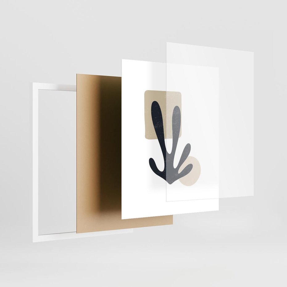 Plakat w ramie 40x50 - Granatowa Odsłona - minimalistyczna nowczesna grafika, styl matisse - rama biała