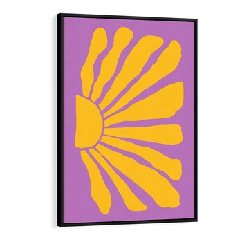 Obraz w ramie 70x100 - Podróżne Kontury - abstrakcyjny plakat, intensywne różowe tło - rama czarna