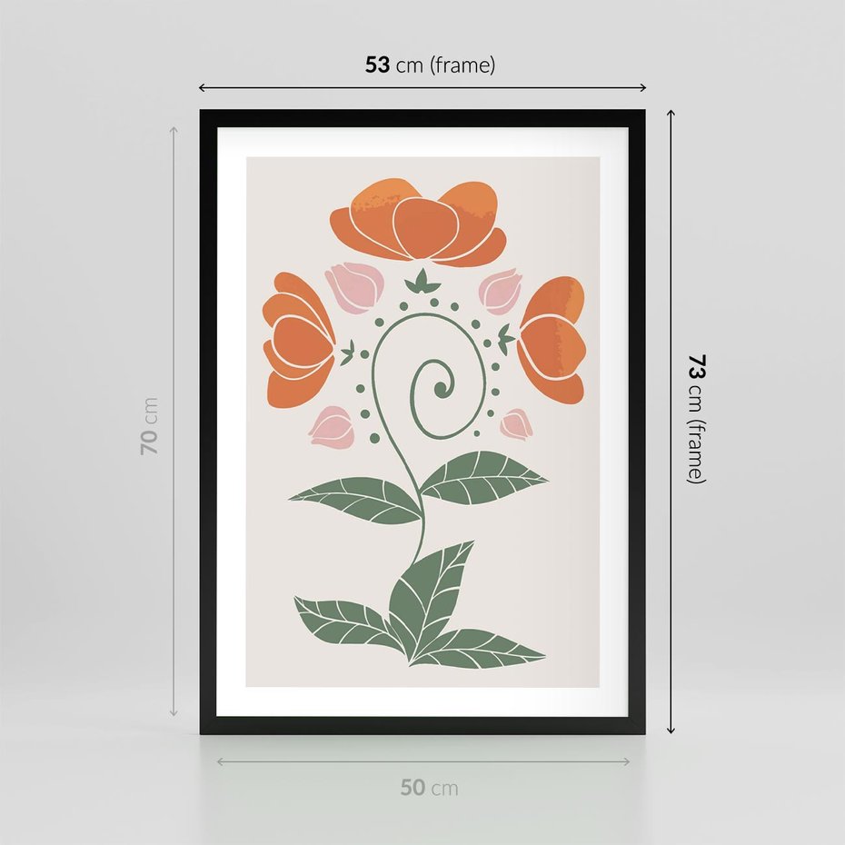 Plakat w ramie 50x70 - Migocące Kształty Kwiatów - kwiaty polne, plakat - rama czarna