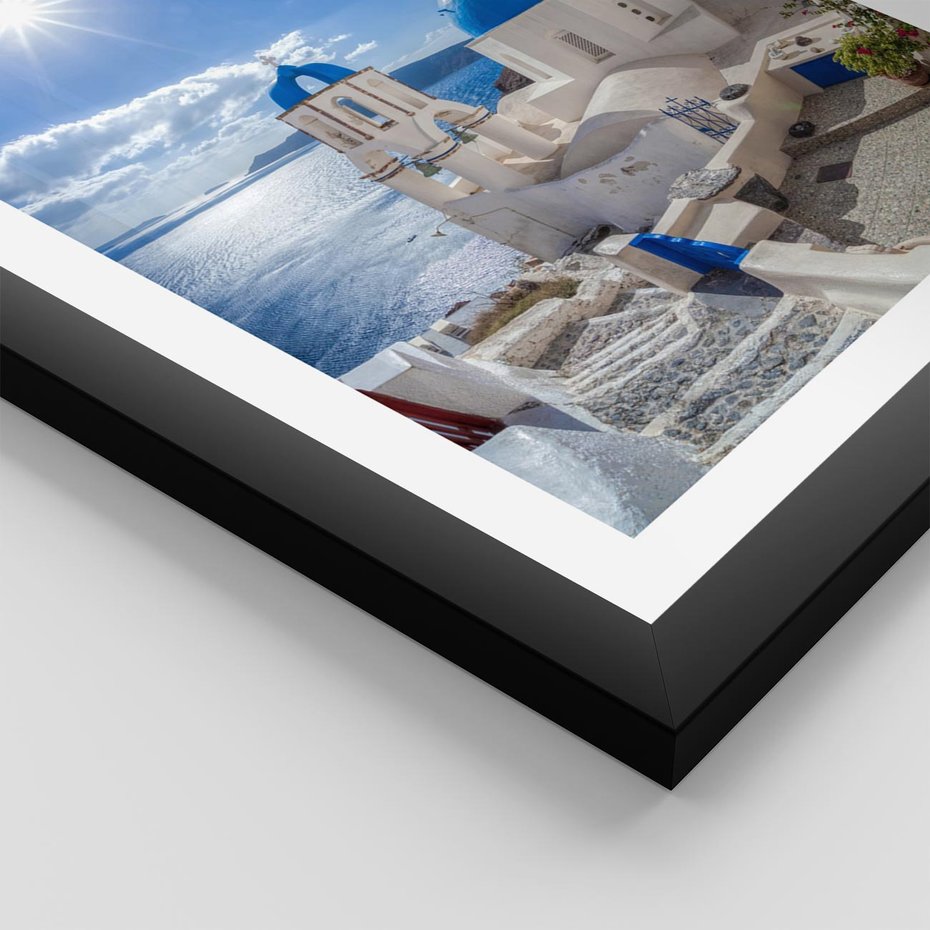 Plakat w ramie 50x70 - Uroki Santorini we Włoszech - Santorini, Włochy - rama czarna