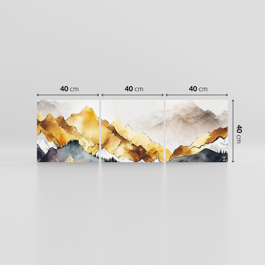 Obraz na płótnie 120x40 - Złote Góry - akwarela, graficzne góry