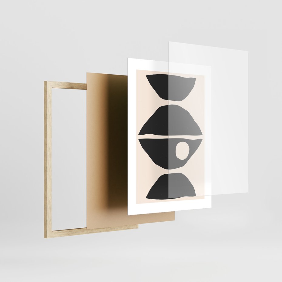 Zestaw obrazy w ramie 50x70 galeria - Abstrakcyjne, kształty, geometryczne - rama drewno