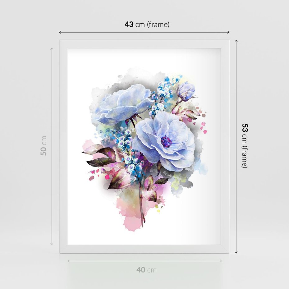 Plakat w ramie 40x50 - Kolorowa Ekspresja - kwiaty, graficzne - rama biała